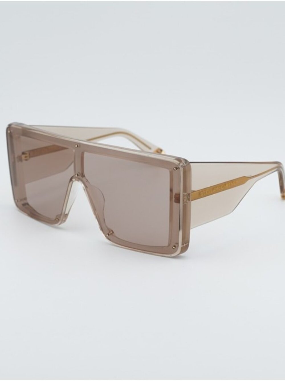 Stella McCartney SC40083I 45E Sunglasses Shiny Brown Shield Frame, Brown Lenses